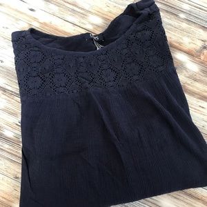 Navy Chaps Lace Detail Blouse